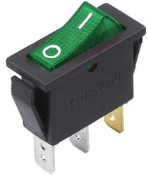 Włącznik kołyskowy KCD3 RS101-16C3L 15A 250V ON-OFF zielone poświetlenie