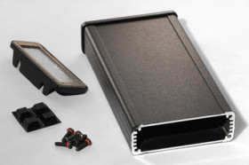 Aluminum RF enclosure, (L x W x H) 160 x 84 x 28 mm, black, IP54, 1457J1602EBK