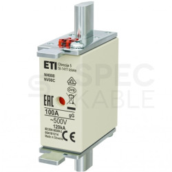 Bezpiecznik nożowy Wkładka topikowa, przemysłowa zwłoczna KOMBI NH000, NH00C gG/gL 100A 500V ETI