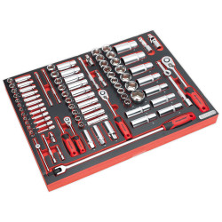 Sealey TBTP02 Tool Tray with Socket Set 91pc 1/4in &amp; 3/8in &amp; 1/2in Sq Drive
