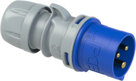 CEE plug, 3 pole, 16 A/230 V, blue, 6 h, IP44/IP54, 013-6TT