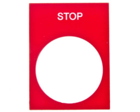 Tabliczka opisowa czerwona prostokątna 30x40mm STOP ZB2BY2304