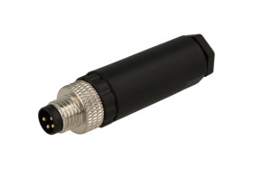 Wtyk; KLS15-M8A-P104; M8-4p; 4 tory; proste; śrubowy; 0,25mm2; na przewód; czarny; IP67; 4A; 60V; KLS; RoHS