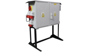 Rozdzielnica budowlana ERB160A1 na stojaku, IP54, gniazda: 1x CEE 63A, 2x CEE 32A, 1x CEE 16A, 8x GS 230V, wyłącznik główny