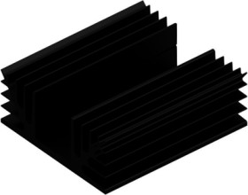 Extruded heatsink, (L x W x H) 100 x 88 x 35 mm, 2.7 to 1.35 K/W, black anodized, 10018923