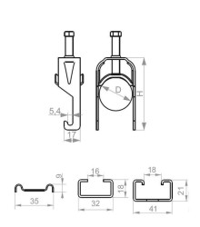 Uchwyt kablowy zaczepowy UKZ1/UKZO1/64-70 401501