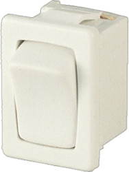Rocker switch, white, 1 pole, On-Off, off switch, 10 (4) A/250 VAC, 6 (4) A/250 VAC, IP40, unlit, unprinted, 1801.6101