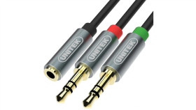 Unitek Adapter Aux Mini Jack 3,5Mm 4-Polowy (Gniazdo) / 2X Mini Jack 3,5Mm...
