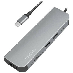 LogiLink UA0343 USB-C multiport hub Aluminium USB 3.2 2nd Gen multi-port split