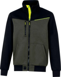 Bluza Sweat zapinana na zamek - Molton poliester bawełna z recyklingu, kolor Khaki-czarny, rozmiar: L, SWABIKAGT