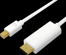 CV0123 DisplayPort cable, mDP/M to HDMI-A/M, 4K/30 Hz, white, 2 m