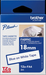 TZEFA4 Fabric iron-on tape, blue on white, 18mm