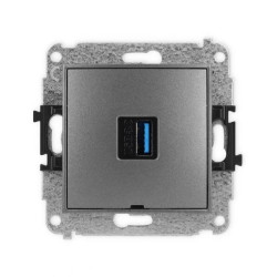 ICON Mechamizm gniazda pojedynczego USB A-A 3.0, bez pola opisowego grafitowy 11IGUSBBO-5