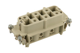 Gniazdo; Han HsB; 09310062701; 6 torów; 16A; poliwęglan; proste; śrubowy; 35A; 690V; szary; srebrzone; 1,5÷6mm2; Harting; RoHS