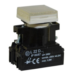 Lampka sygnalizacyjna 22mm biała L22KD 24-230V AC/DC W0-LDU1-L22KD B