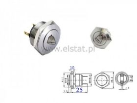 Przycisk chwil. 19mm wypukły stal DZWONEK niski