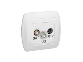 AKORD Gniazdo antenowe SAT/SAT/RTV końcowe białe częstotliwość dla wejścia SAT 5-2400MHz RTV 5-862MHz AZAR+SAT3.1-P2/11 KONTAKT