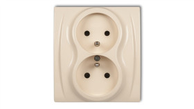 Logo Gniazdo Podwójne Z/U Beżowy 1Lgp-2Zp