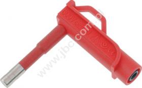 606-MG6-IEC-RT Adapter - przejściówka, bezpieczne (z tuleją) gniazdo 4mm/styk magnetyczny 6mm, czerwony, ELECTRO-PJP, 606MG6IECR