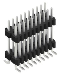 Pin header, 20 pole, pitch 1.27 mm, angled, black, SLVW11SMD10220Z