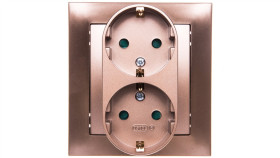 Impresja Gniazdo Podwójne Z/U Schuko Z Przesłonami Złoty Metalik Gp-2Ysp/28