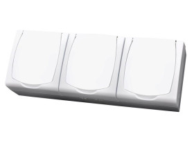 MADERA Gniazdo potrójne z uziemieniem z przesłonami torów prądowych wieczko w kolorze wyrobu biały GNH-3NZP/00/w OSPEL