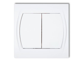 LOGO Wyłącznik podwójny świecznikowy zwierny przycisk (dwa klawisze bez piktogramów wspólne zasilanie) biały LWP-44.1 KARLIK