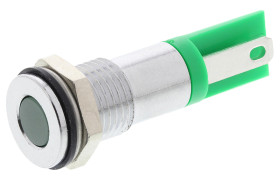 Lampka kontrolna do montażu panelowego 2V dc, zielona 8mm LED Chrom Końcówka lutownicza RS PRO