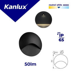 Oprawa przyschodowa LED okrągła EXIN LED O B-NW 2.5W 220-240 AC 50lm kl.I IP65 neutralna 4000K czarny 39133