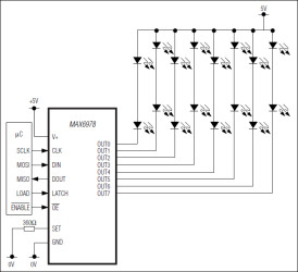 8-Port, 5.5V Constant-Current LED Driver with LED Fault Detection and Watchdog
