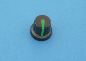 Gałka fi 15 czarna na oś fi 6 zielony wskaźnik 194Ł