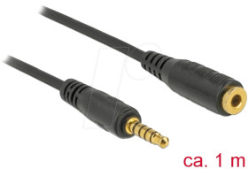 85701 Extension Cable Stereo Jack 3.5 mm 5 pin male &gt; female 1 m black