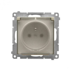 Simon 55 Gniazdo do wersji IP44 bez uszczelki (moduł), szybkozłącza. Klapka transparentna Szampański mat TGZ1BCUZ.01/144A