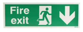 Znak wyjścia, Tworzywo sztuczne, Zielony/biały, Fire Exit, Angielski, Opis: WYJŚCIE POŻAROWE