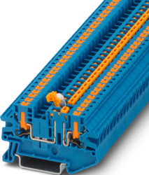Knife disconnect terminal, push-in connection, 1.0-4.0 mm², 2 pole, 20 A, 6 kV, blue, 1079064