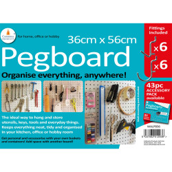 Cathedral Products WALPB36 Peg Board 36 x 56 white with 12 hooks - white