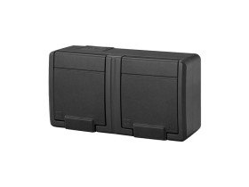 AQUANT 2K Gniazdo podwójne z uziemieniem n/t IP55 antracytowe 5042-17 ELEKTRO-PLAST NASIELSK