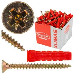 Kołki rozporowe uniwersalne 6,0x30 z wkrętem z łbem stożkowym 4x40 Wkręt-met /100szt./