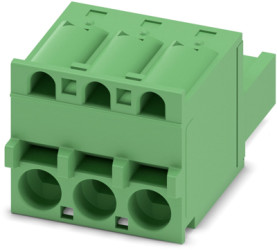Socket header, 3 pole, pitch 5.08 mm, straight, green, 1975082
