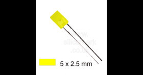 LED - 5 x 2.5mm rectangular YELLOW - unbranded