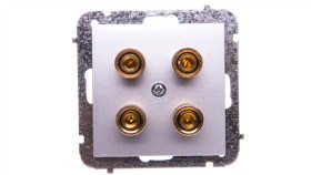 Sentia Gniazdo Głośnikowe Podwójne Srebrny Połysk 1458-56