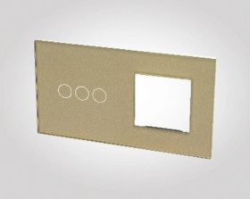 TouchMe Duży panel szklany, 1 x łącznik potrójny, 1 x ramka, złoty TM703728G