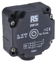 Czujnik indukcyjny PNP 75 mm w obudowie prostokątnej 200 mA 10→ 30 V DC IP67 250Hz