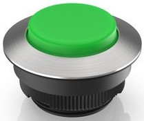 Pushbutton, illuminable, groping, waistband round, green, front ring stainless steel, mounting Ø 30.3 mm, 1.30.290.221/2500