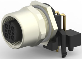 Circular connector, 5 pole, solder connection, screw locking, angled, T4145015051-001