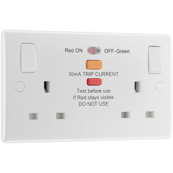 BG 822ARCD White Nexus Moulded Double Switched 13A Power Socket - Type A RCD