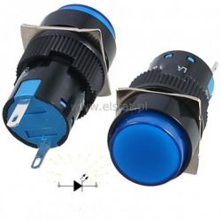 Kontrolka AD16-16A, niebieska LED, 12V, PCV