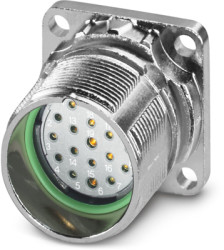 Surface mount socket, M23, 19 pole, solder connection, standard/ONECLICK quick locking system, straight, 1326010