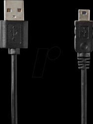 CCGL60301BK20 USB 2.0 cable, Type-A connector to mini 5-pin connector, 2 m
