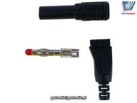 Wtyk banan 4mm kątowy bezpieczny czarny Amass 25.504.2